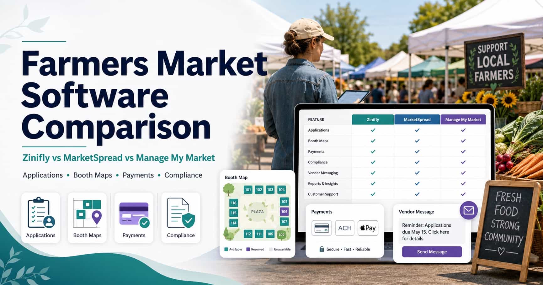 Best Farmers Market Software: Zinifly vs MarketSpread vs Manage My Market